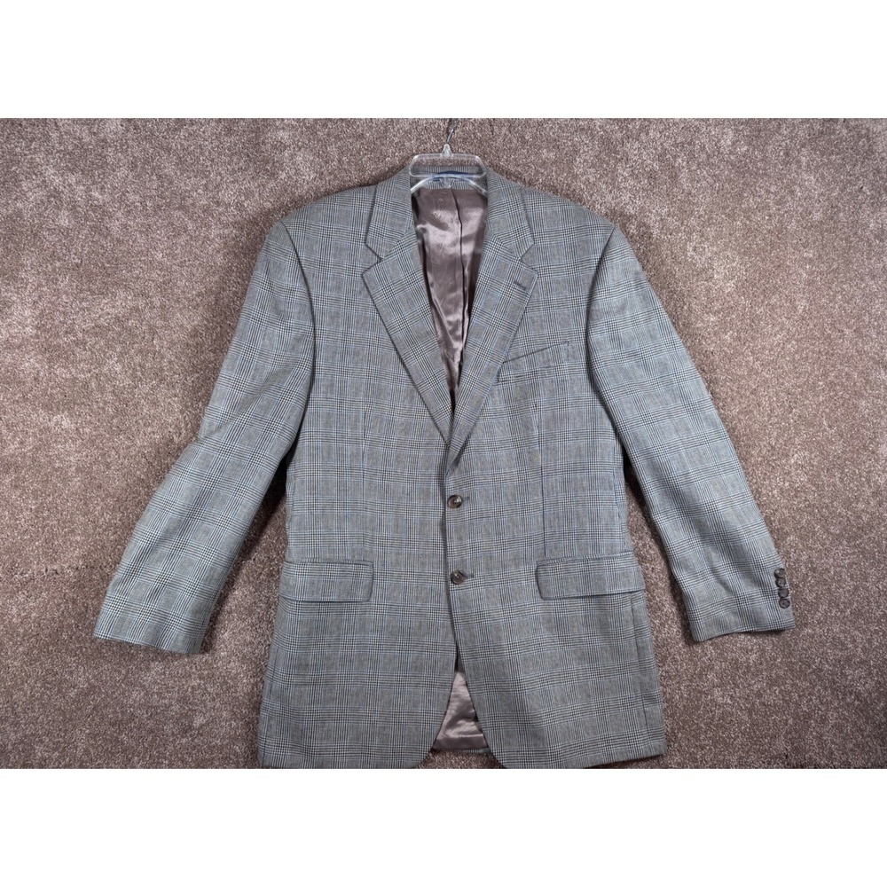 Vintage Polo University by Ralph Lauren‎ Mens Plaid Blazer Silk Wool Linen 43L